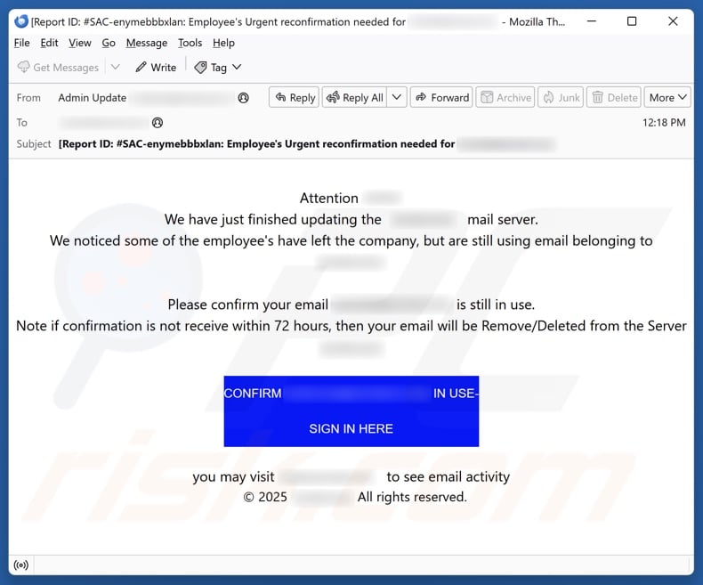 Finished Updating Mail Server email spam campaign