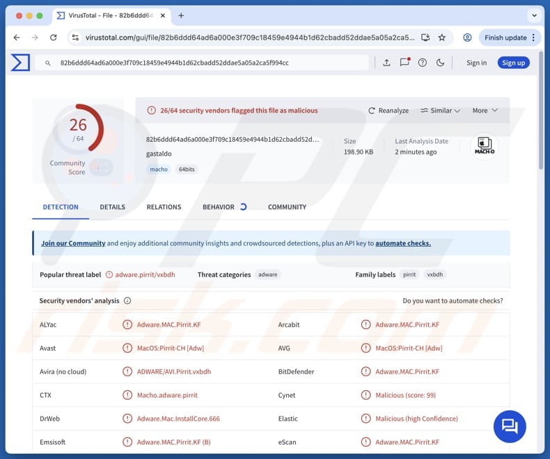 Gastaldo.app adware