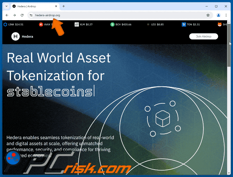 Appearance of Hedera (HDR) Airdrop scam
