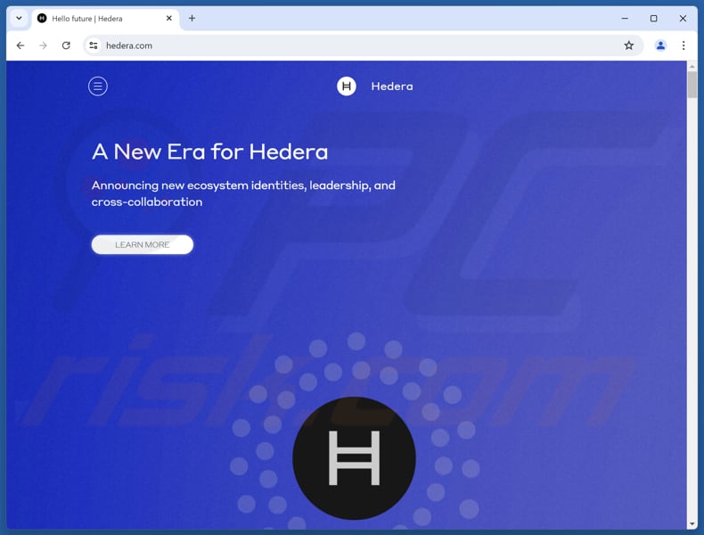 Hedera (HDR) Airdrop Scam real website (hedera.com)