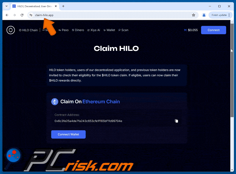 Appearance of $HILO Rewards scam