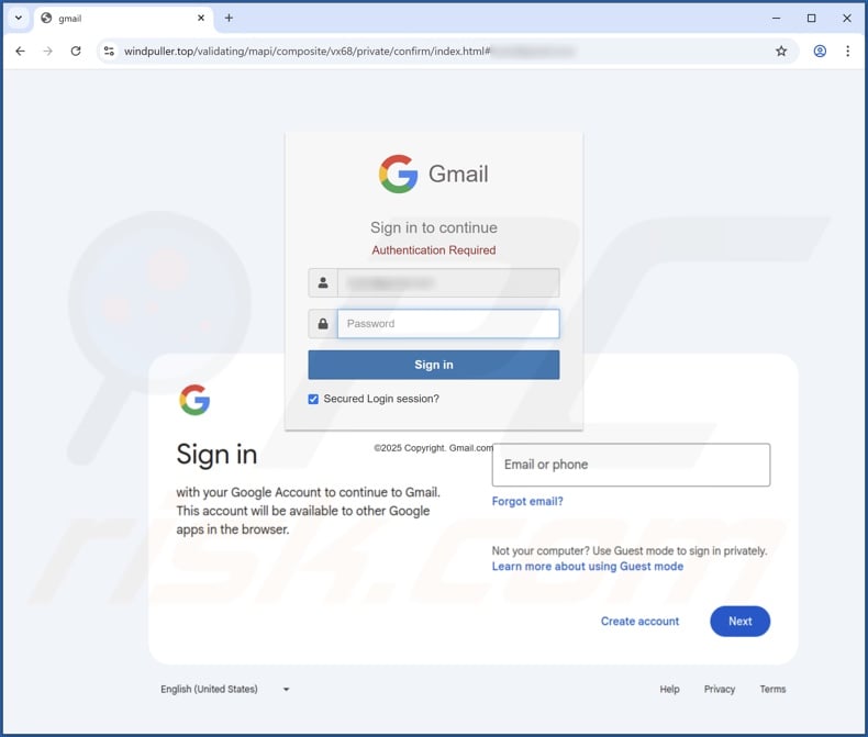Human Resource Internal Memo scam email promoted phishing site