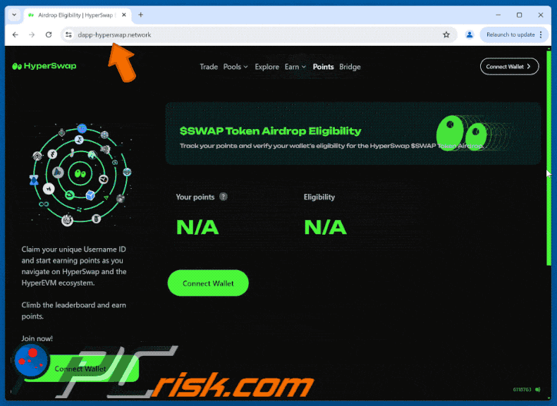 Appearance of HyperSwap ($SWAP) Airdrop scam