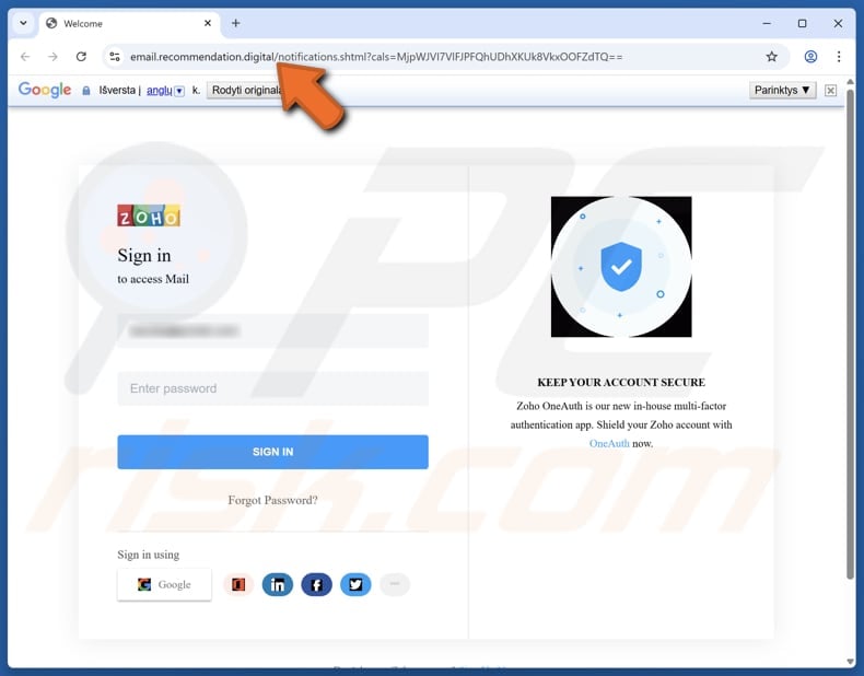Incoming Messages Held In Quarantine Email Scam phishing page