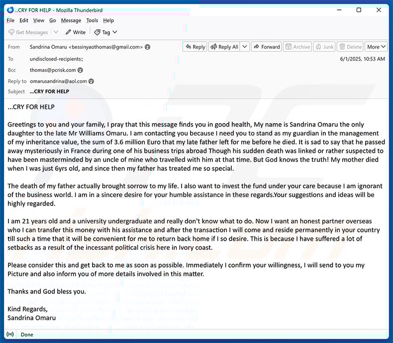 Investment In Your Country email scam (2025-06-04)