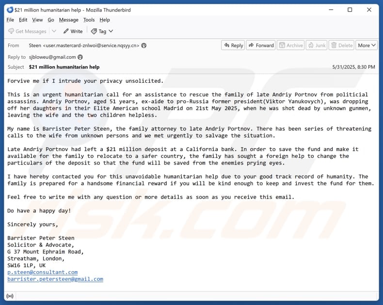 Keep And Invest Funds email spam campaign
