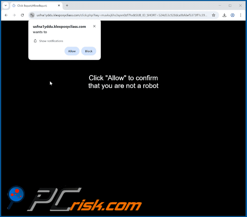klexposycliass[.]com website appearance (GIF)