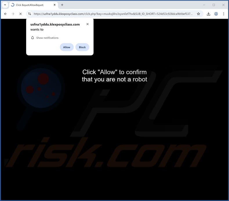klexposycliass[.]com pop-up redirects