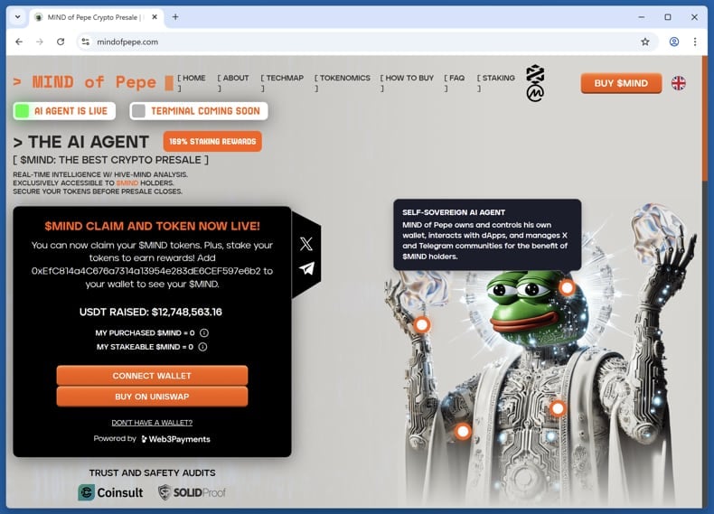 The official MIND of Pepe website (mindofpepe.com)