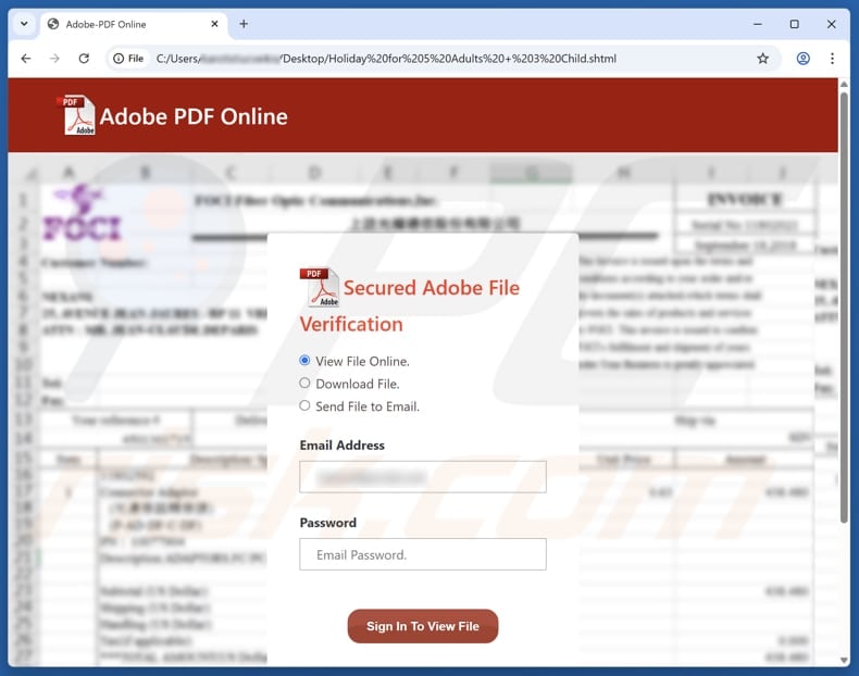Next Holidays Email Scam phishing file