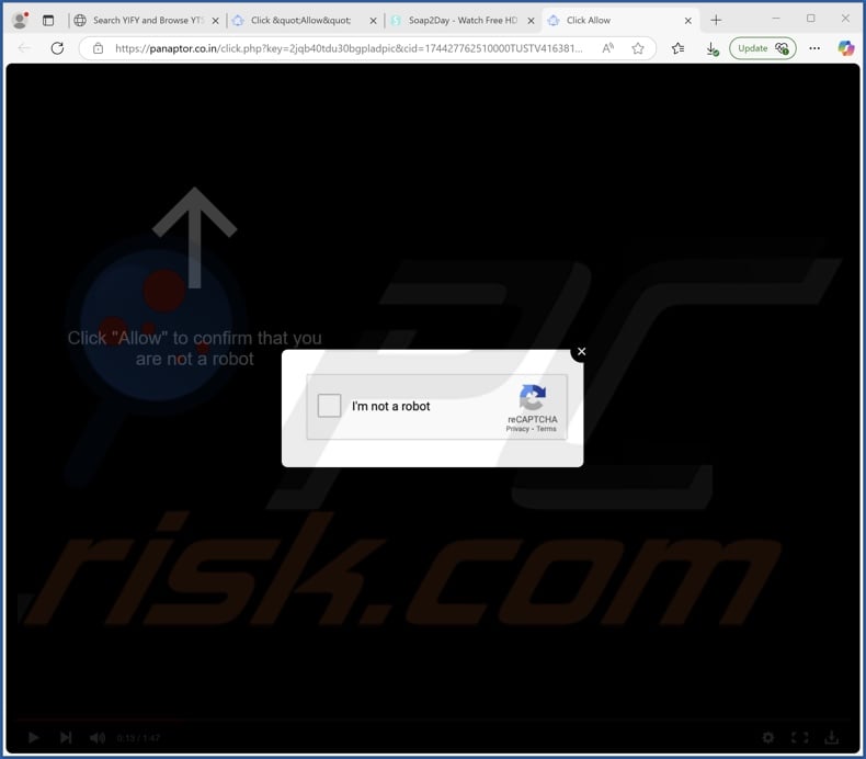panaptor.co[.]in pop-up redirects