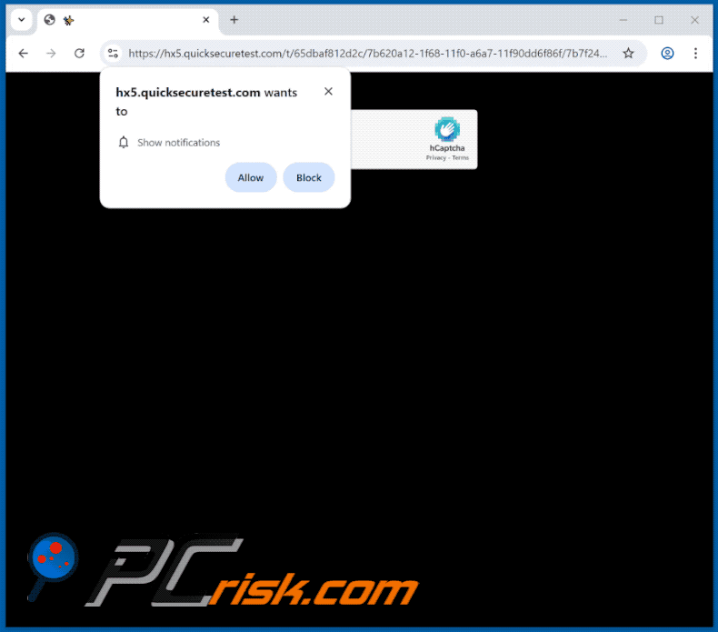 quicksecuretest[.]com website appearance (GIF)