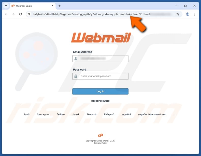Receipt Copy Email Scam phishing website