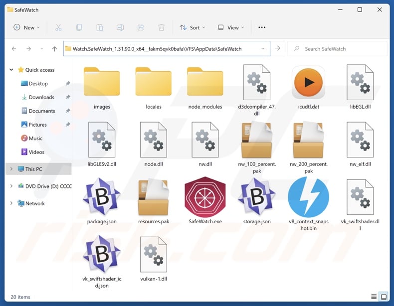 SafeWatch PUA install folder