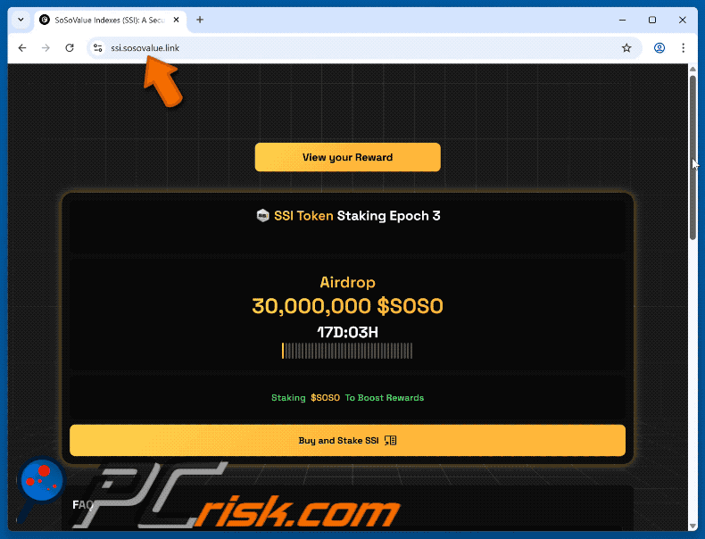 Appearance of the fake SoSoValue Airdrop website (GIF)
