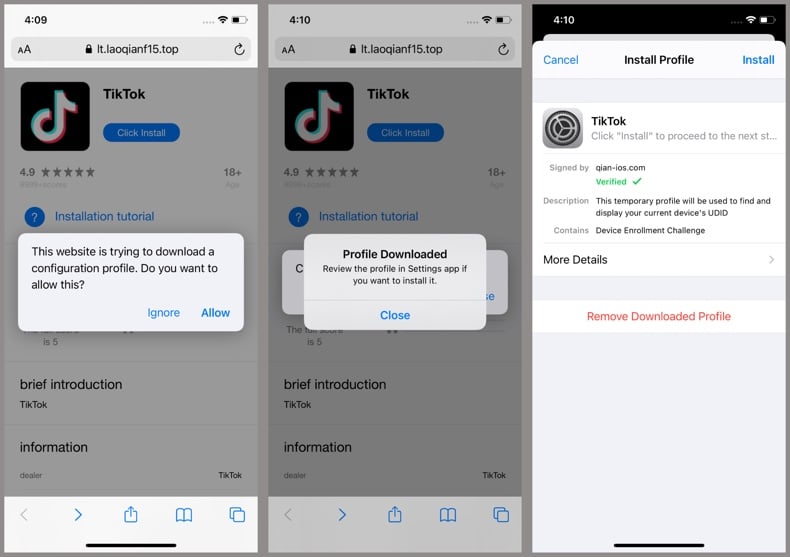 SparkKitty malware install on iOS
