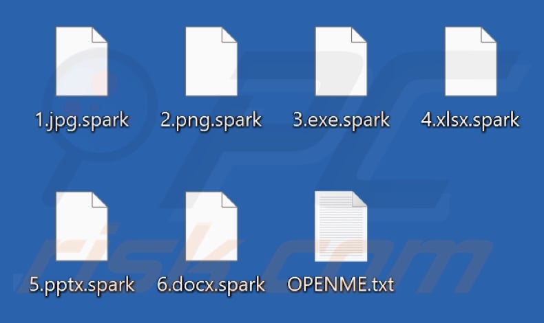 Files encrypted by SparkLocker ransomware (.spark extension)