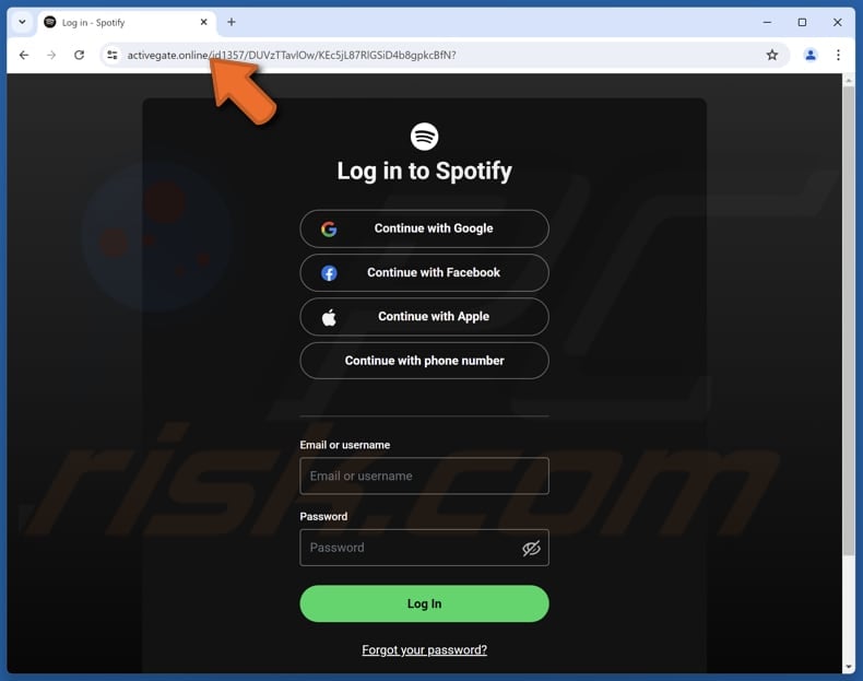 Spotify Payment Issue Notice Email Scam phishing page
