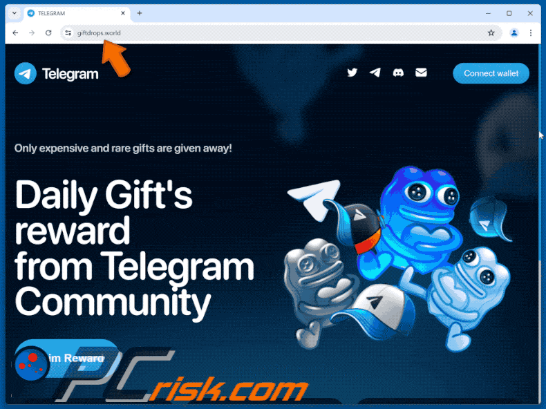 Appearance of Telegram Daily Gift Reward scam