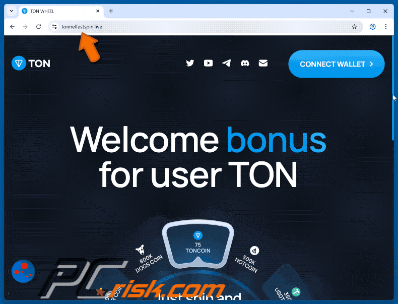 Appearance of Toncoin (TON) Bonus Rewards scam
