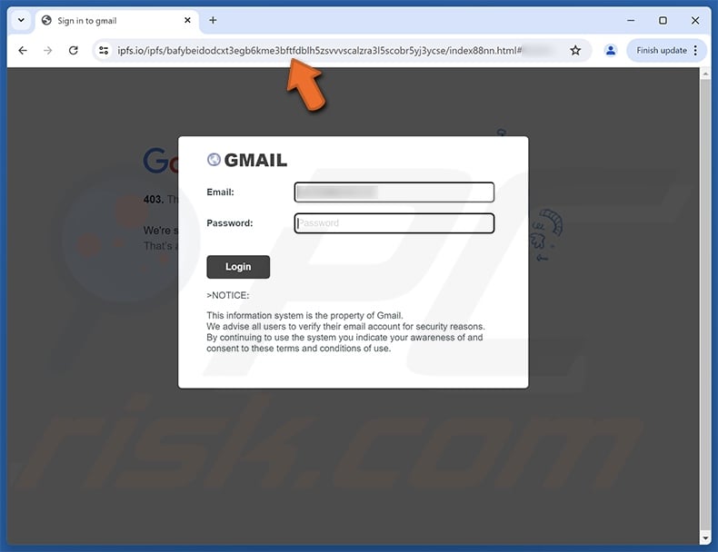Unrecognized Lоgіn Attempt scam email promoted phishing site