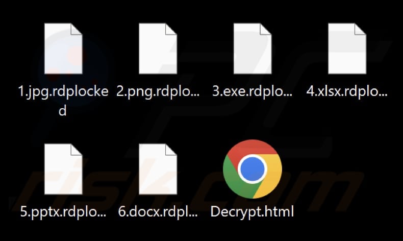 Files encrypted by UraLocker ransomware (.rdplocked extension)