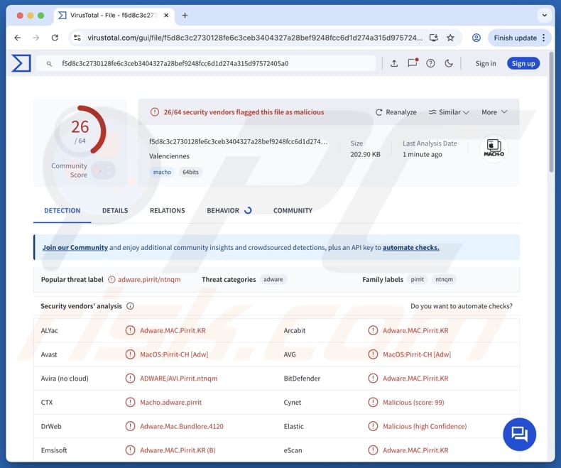 Valenciennes.app adware