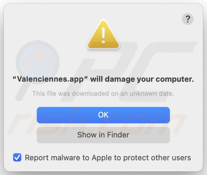 Valenciennes.app adware warning