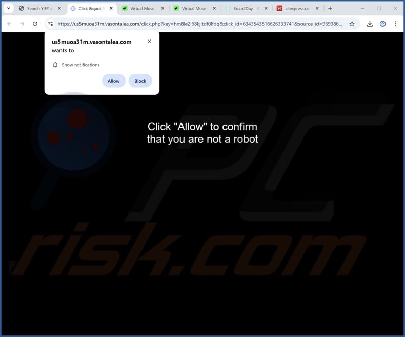 vasontalea[.]com pop-up redirects