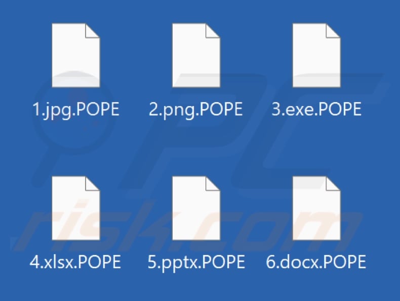 Files encrypted by Vatican ransomware (.POPE extension)