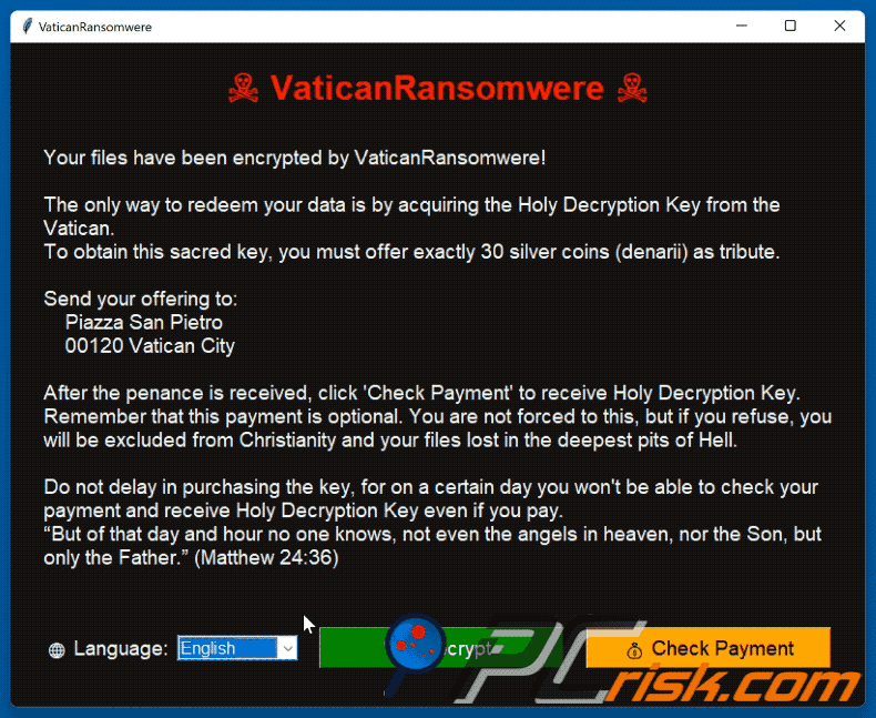 Vatican ransomware ransom note (pop-up) GIF