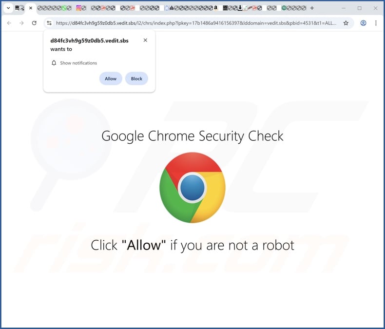 vedit[.]sbs pop-up redirects