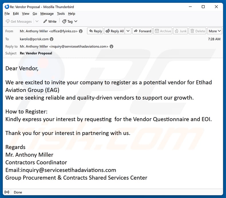 Etihad email scam (sample 2 - 2025-06-27)