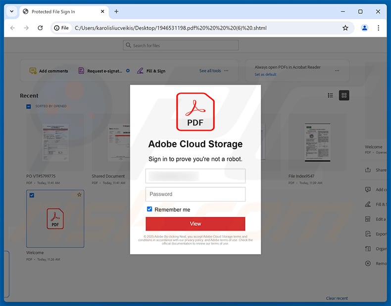 Phishing HTML document distributed via We Are Interested In Your Company Products scam email