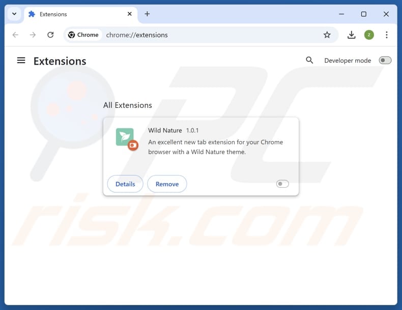 Removing searching.wildnaturetab.com related Google Chrome extensions