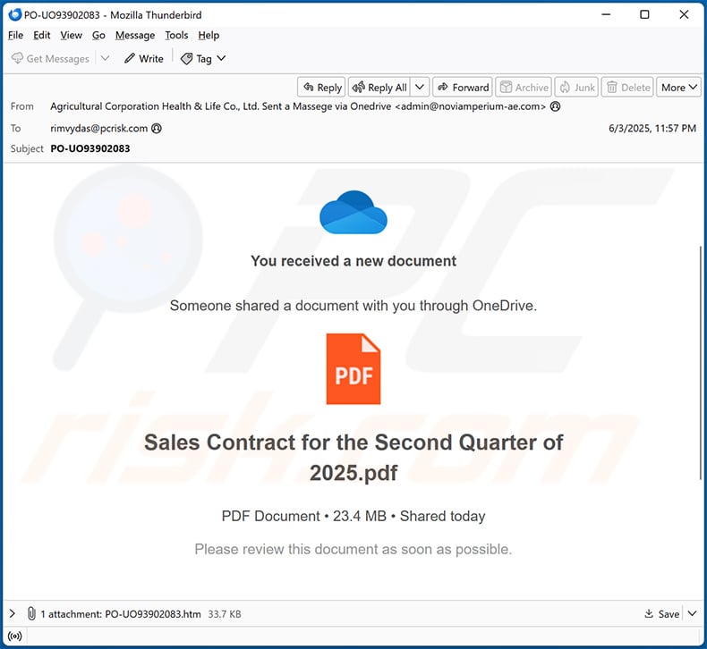 You Have A New Document email scam (2025-06-06)