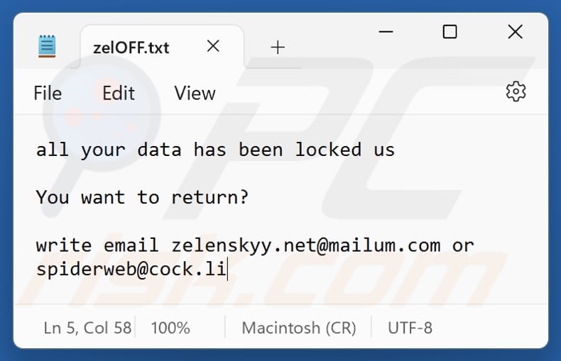 ZV ransomware text file (zelOFF.txt)