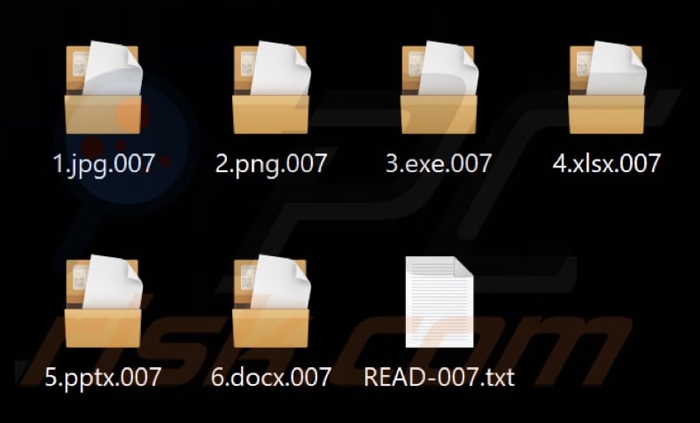 Files encrypted by 007 ransomware (.007 extension)