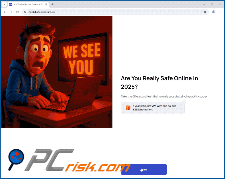 1 Year Free Premium NordVPN scam appearance (GIF)
