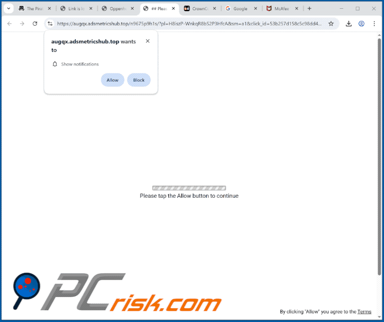 adsmetricshub[.]top website appearance (GIF)