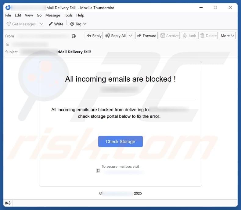All Incoming Emails Are Blocked email spam campaign