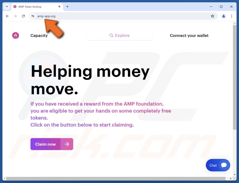 Fake Amp Token Airdrop website