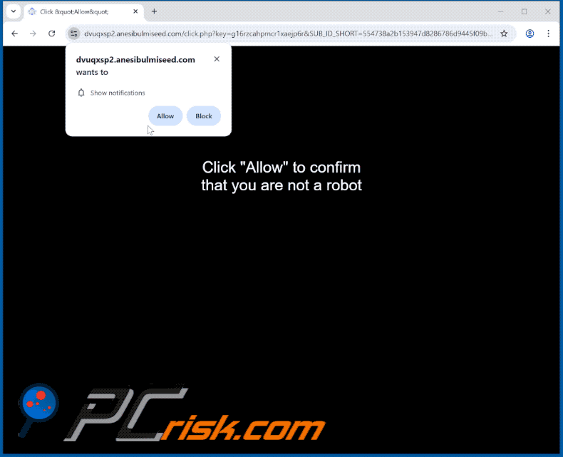 anesibulmiseed[.]com website appearance (GIF)