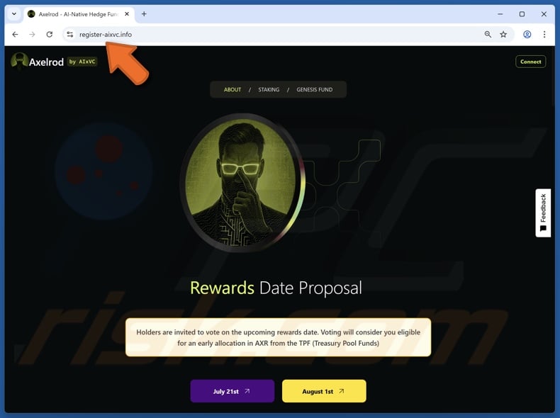 Fake Axelrod Rewards website