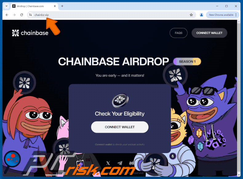 Appearance of the fake Chainbase Airdrop website (GIF)