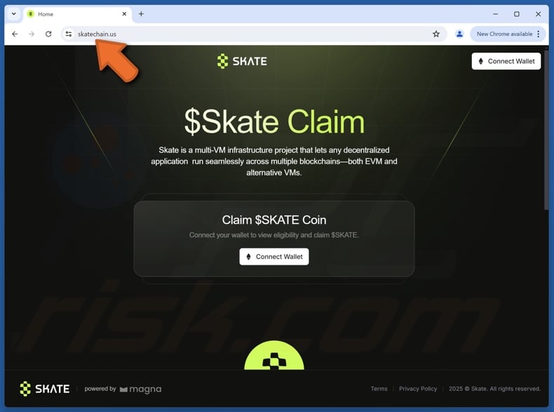 Fake Claim $SKATE Coin website