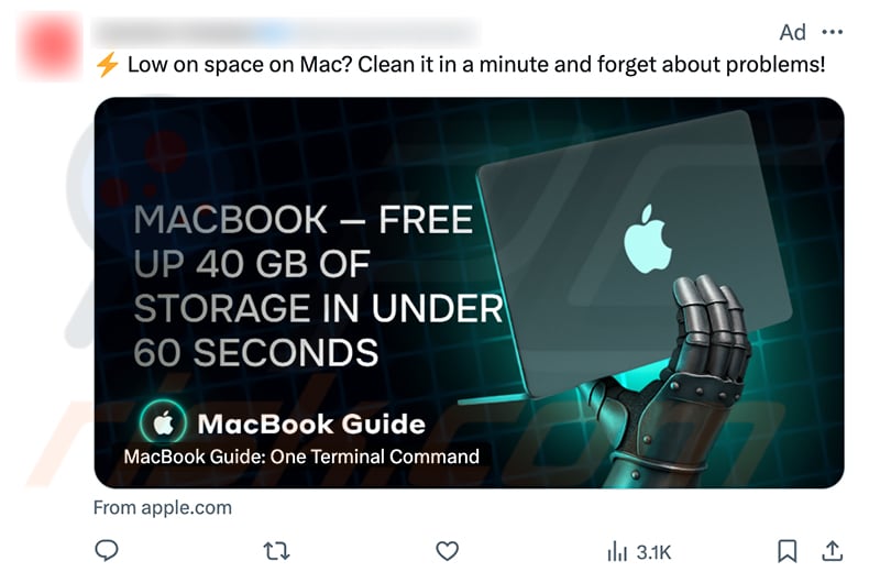 X post promoting Mac ClickFix malware