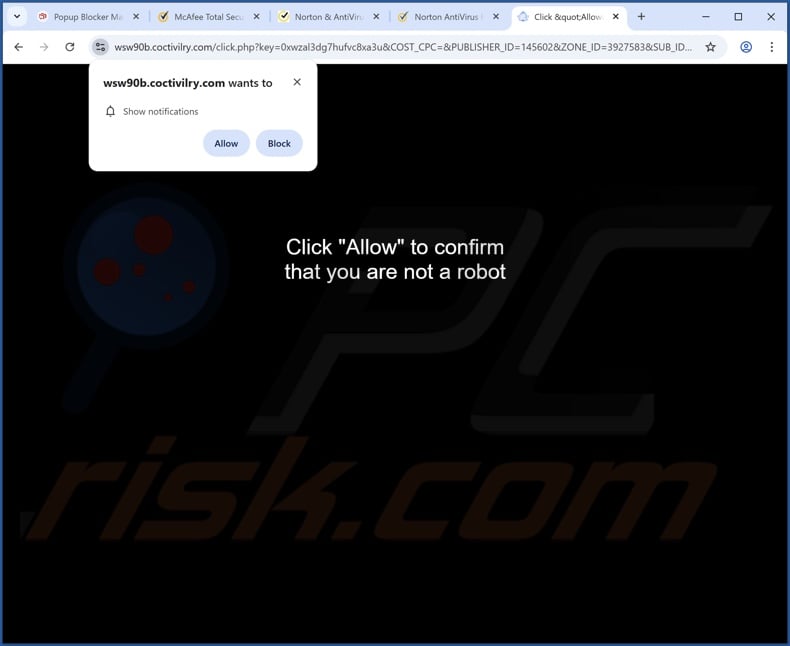 coctivilry[.]com pop-up redirects