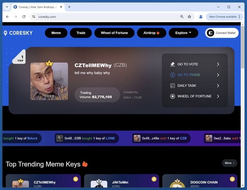 Coresky airdrop scam real website (coresky.com)