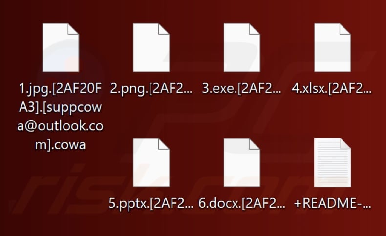 Files encrypted by Cowa ransomware (.cowa extension)